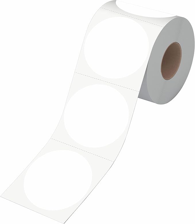600 PCS Round White Color Coding Circle Dots Inventory Stickers Labels with Perforation Line in Roll (2" in Diameter)