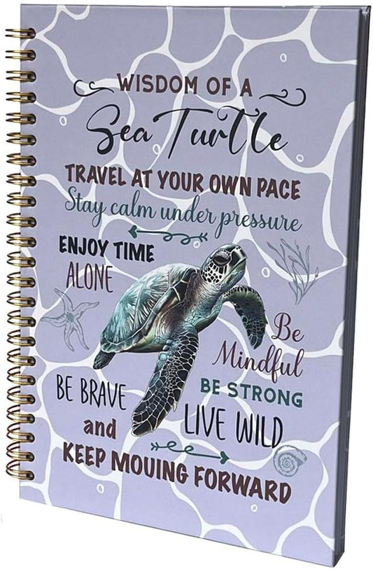 Cute Notebooks Journal For Women - Sea Turtle Dairy Funny Hardcover College Ruled Lined,5.8"X8.3",Pretty Spiral Meeting Notebook,Gifts For Sea Turtles Lover Men Friends On Birthday Christmas Mothers Day (Purple)