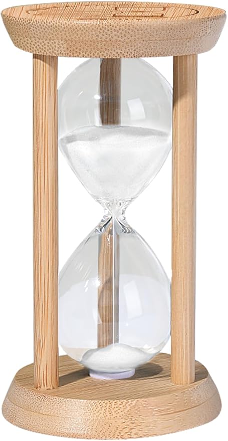 Wood Sand Timer, 5 Minute Hourglass,Bamboo Sandglass Timer 5 Min,Sand Clock Timer,Unique Sand Clock for Baking,Game, Gift,White
