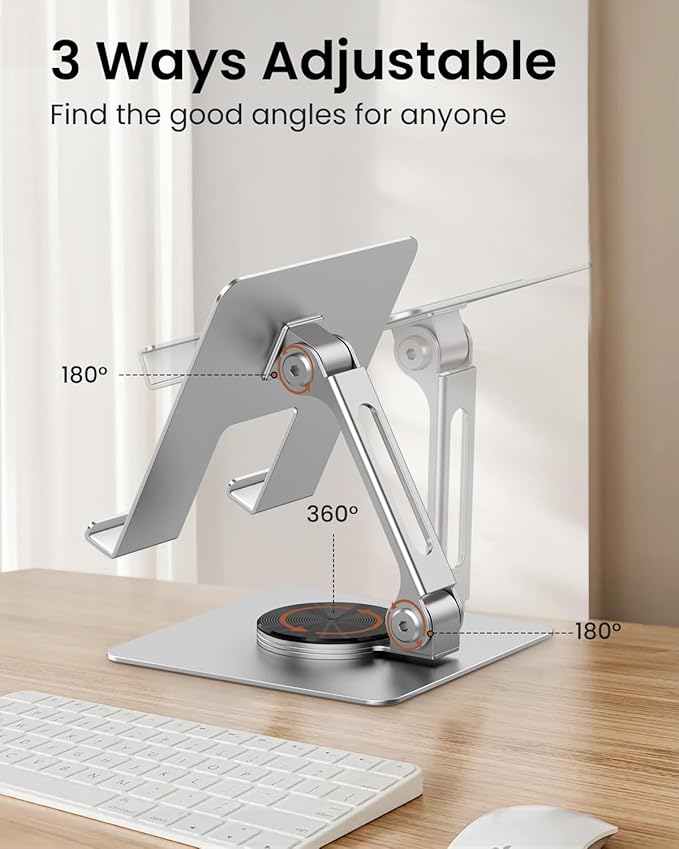 TIGRIS Tablet Stand 360° Rotating,Adjustable & Foldable, Super Sturdy Super Stable & Portable Tablet Holder for Office, Kitchen Compatible with iPad9.7,10.5,12.9, iPad Pro 11/12.9/13Air/Mini/Pro