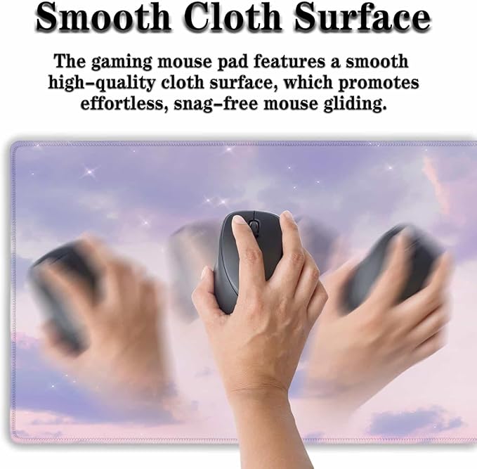 Keyboard Mouse Pad Pink, Desktop Mat Desk Decor for Girls Big Mouse Pad, Desk Pad Gaming Non-Slip Rubber Base Waterproof with Stitched Edges, 35.4 X 15.7 inch for Work/Game/Office/Home
