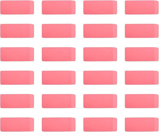 Amazon Basics Rectangular Erasers for School and Office, Pink, Art Eraser for Drawing, Stationery Supplies, 24 Count