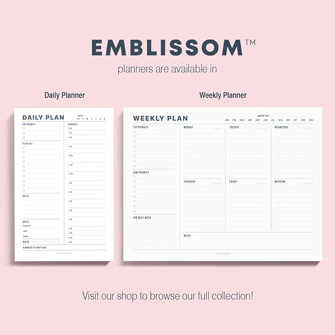 Daily Planner Notepad, 5.5 x 8.5" Tear-Off Pad – 70 Undated Sheets Focus-Enhancing Desktop Organizer with Hourly Schedule, To-Do List for Work, School (White, Minimalist, 2 Pack)