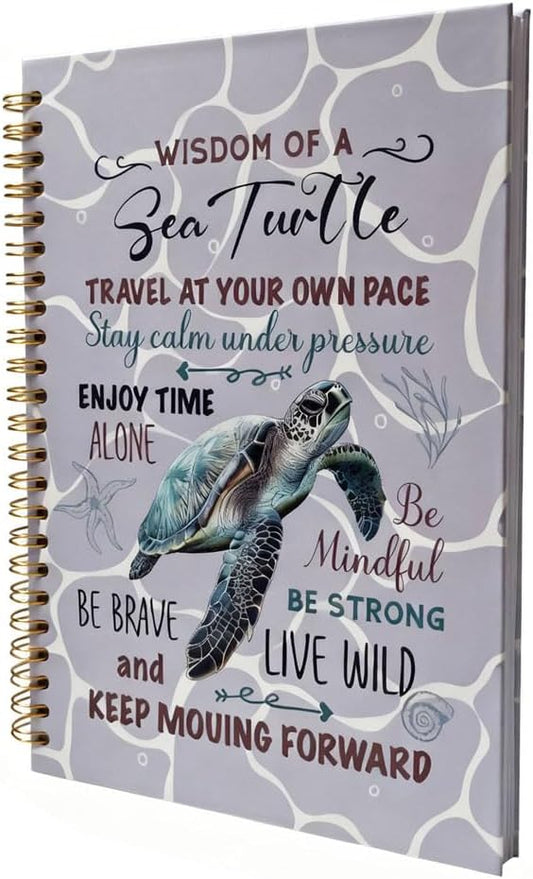 Cute Notebooks Journal For Women - Sea Turtle Dairy Funny Hardcover College Ruled Lined,5.8"X8.3",Pretty Spiral Meeting Notebook,Gifts For Sea Turtles Lover Men Friends On Birthday Christmas Mothers Day (Grap)