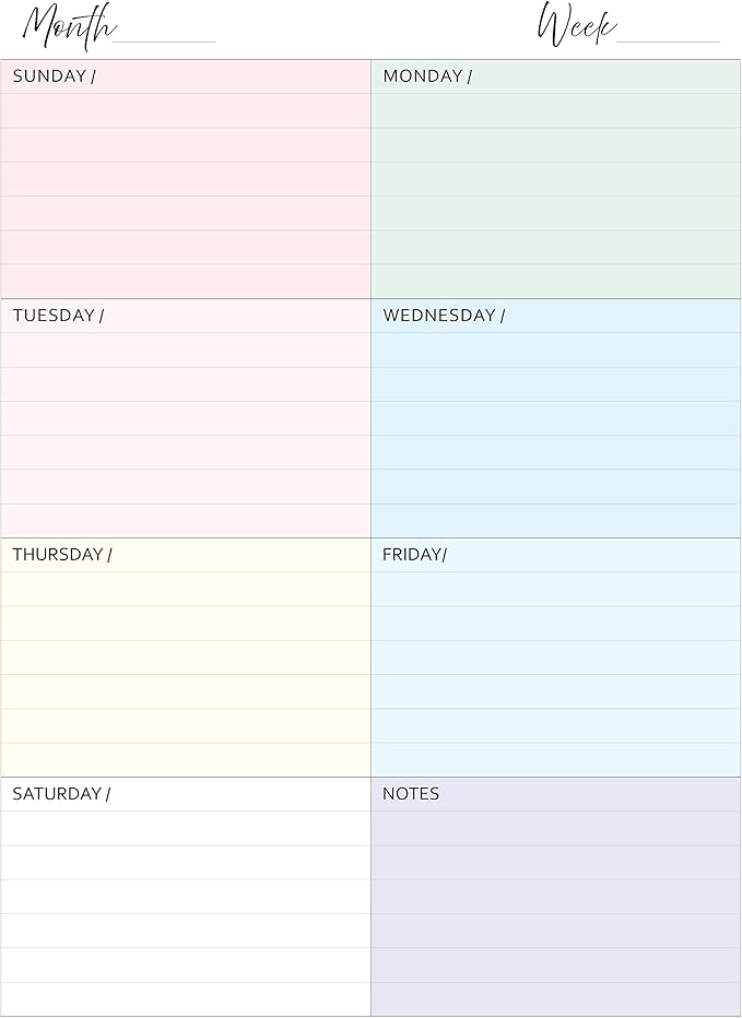 Undated Weekly Planner Inserts fits 11-Disc Letter Size. Fits; TUL Letter, Staples ARC Notebook, Levenger Circa, NOTIQ Letra 11-Disc (XL1), Marta Stewart (11 Disc, Letter)