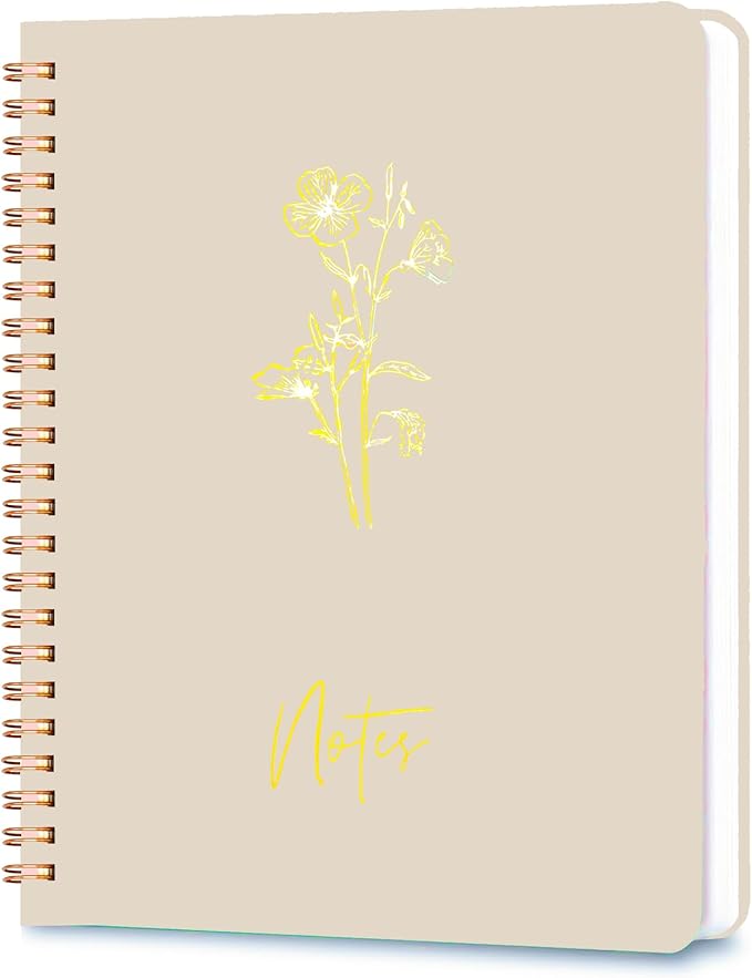 Lined Spiral Journal Notebook for Women & Men，A5 Journaling Notebooks for Work& Note Takin,Journals for Writing, A lovely notebook for recording life. (Off-white.)