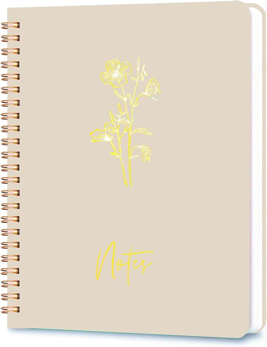 Lined Spiral Journal Notebook for Women & Men，A5 Journaling Notebooks for Work& Note Takin,Journals for Writing, A lovely notebook for recording life. (Off-white.)