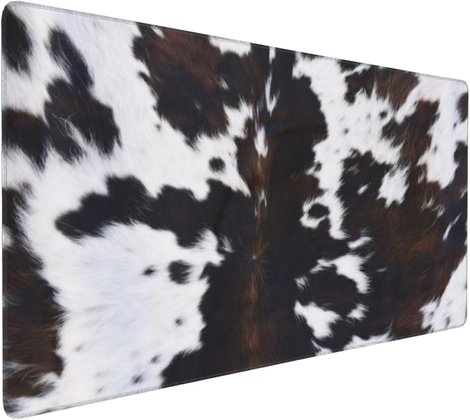 Gaming Mouse Pad, Large Non-Slip Rubber Base Mousepad, Keyboard Mouse Mat, Desk Pad with Stitched Edges,35.4x15.7inch, Brown Cowhide