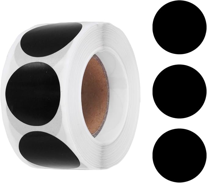 uxcell 500pcs Black Round Stickers Roll 1 Inch Self-Adhesive Stickers Coding Label Removable for DIY Crafts Homework, Office, Shop, Home, Classroom Marking