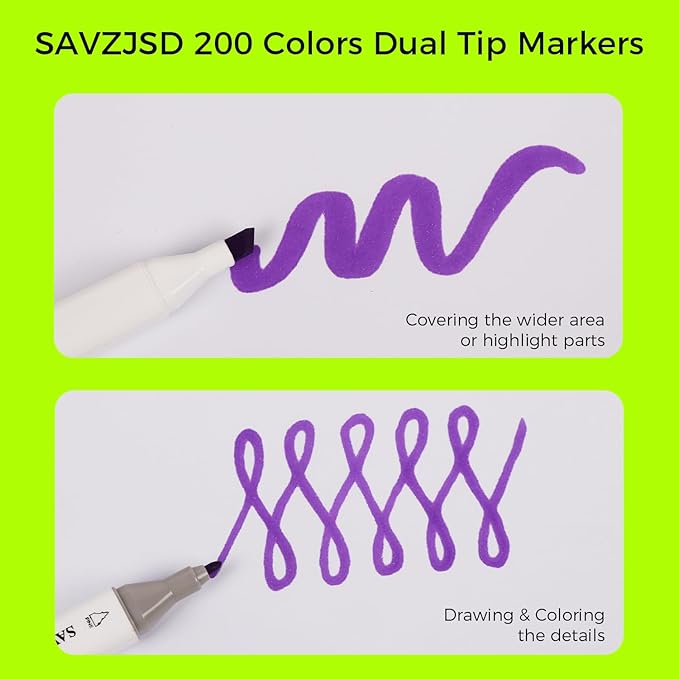 200 Colors Alcohol Markers, Alcohol Markers Set for Adults, Artists in Coloring, Sketching & Drawing (Fine & Broad)