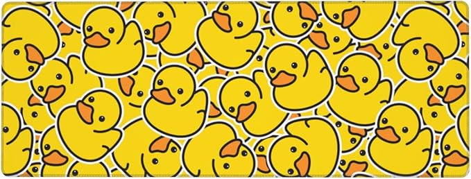 Cute Rubber Ducks XL Large Mouse Pad with Stitched Edges Long Non-Slip Rubber Base Mousepad Yellow Cartoon Ducky Laptop Keyboard Mat Desk Pad for Office Home Desk Decor, 31.5" X 11.8"
