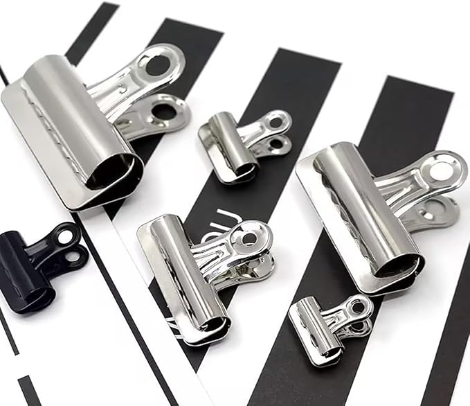 Medium Bulldog Clips, 60 Pcs, 1 Inch, Silver, 25 mm, Hinge Paper Clips, Metal Clamps for Crafts, Food Bags, Drawings, Photos