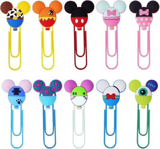 10 pcs Cute Paper Clips Colorful Office Supplies Gifts for Teacher & Students Bookmark Clamp Desk Accessories Stationery for School Book File Page Marker Clip for Women Kids Adult Children