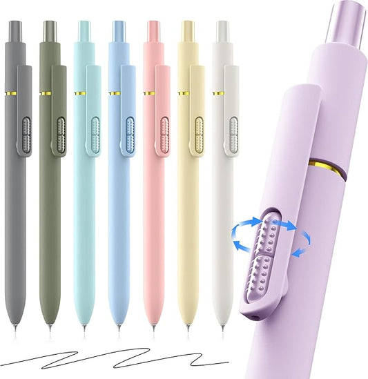 8Pcs Gel Pens - 0.5mm Black Ink Pens Fine Point Smooth Writing, Quick Drying Retractable Pen for Journaling, Cute School & Office Supplies