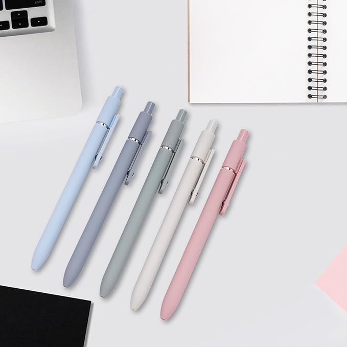 Gel Pens, 5 Pcs 0.5mm Quick Dry Black Ink Fine Point Smooth Writing Pens High-End Series Ballpoint for Office School Supplies (Morandi)