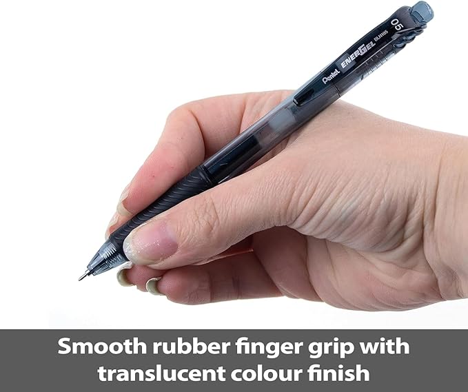 Pentel EnerGel-X Retractable Liquid Gel Pen 0.5mm Needle Tip Black Ink, Box of 12 (BLN105-A)