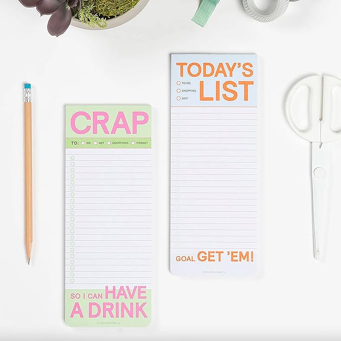 1-Count Knock Knock Crap Make-a-List Pad - Funny Office Desk Accessories & List Pads, 3.5 x 9-inches