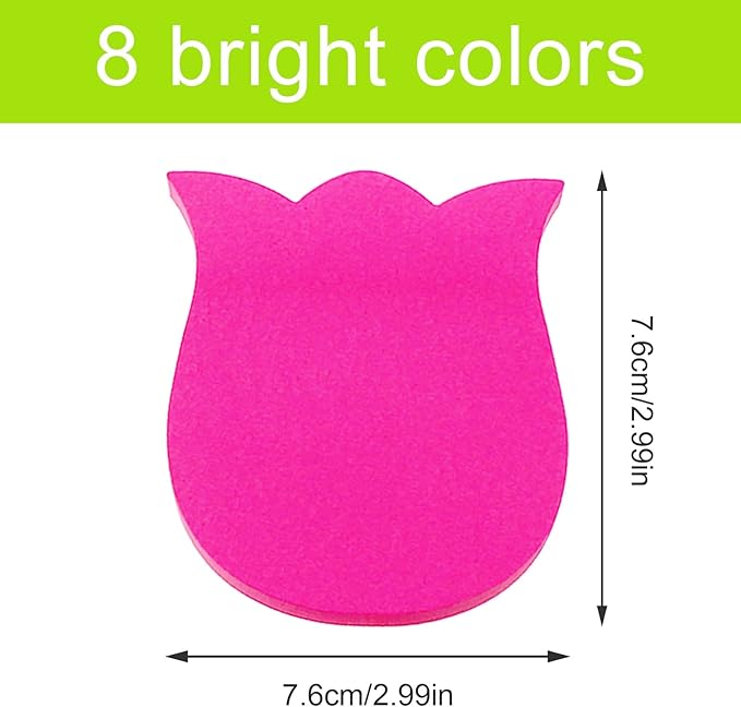 Sticky Notes, 560 Sheets 3 × 3 Inches Tulip Shape Self Sticky Notes Pad, Colour Sticky Notes, Bright Colors Self-Stick Pads for Home Office Notebook(8 Color)