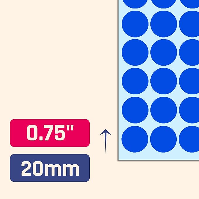 8000 Pack, 3/4" Round Dot Stickers Circle Labels - Blue