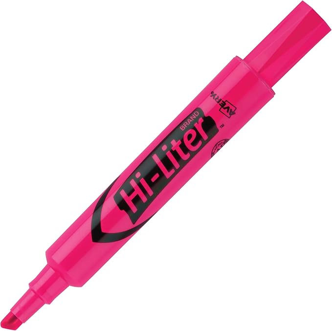 Avery Hi-Liter, Desk Style, Chisel Tip, 24 Pink and Yellow Highlighters (98189)