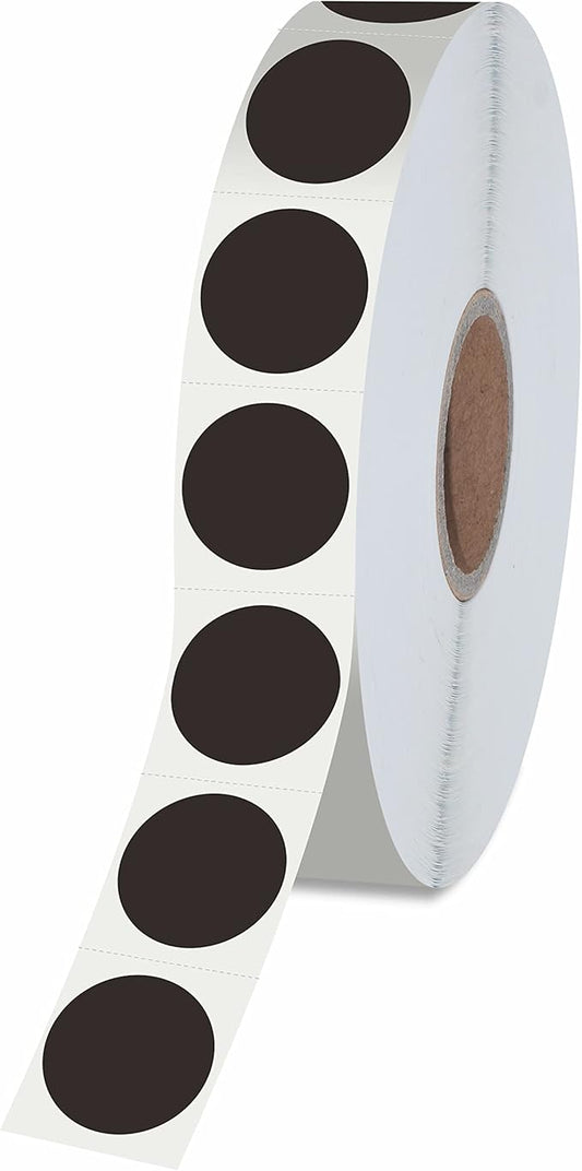 1500 PCS Round Black Color Code Dot Stickers, Permanent Inventory Labels with Perforation Line in a Roll for Office, Retail, Home, Classroom, Warehouse(1/2” in Diameter)