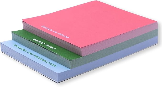 kate spade new york Stacked Notepad Assorted Sizes, Includes 3 Cute Notepads with 75 Sheets Each, Colorful Pads of Paper for Desk Notes (Dream in Color)