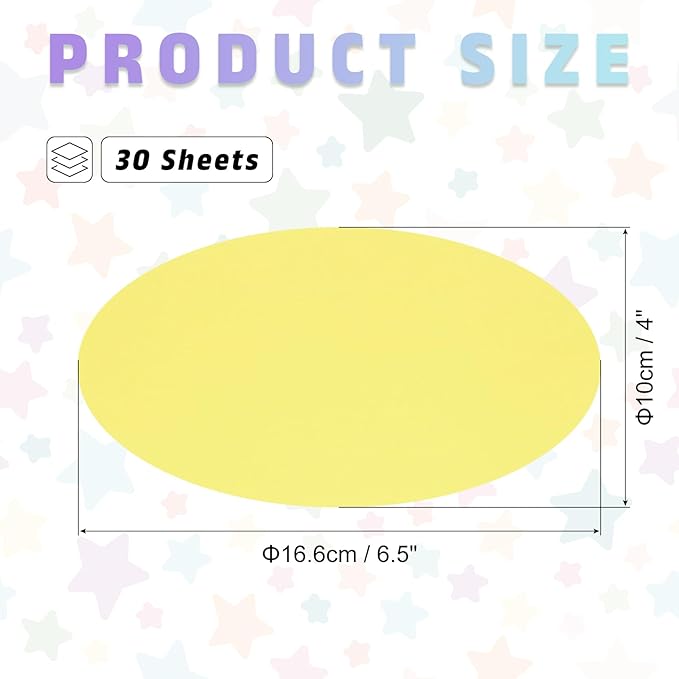 MECCANIXITY 30pcs Oval Card Stock 6-1/2 Inch 50lb/180gsm Thick Cutouts Coaster Paper for Craft Bulletin Board Decor, Light Yellow