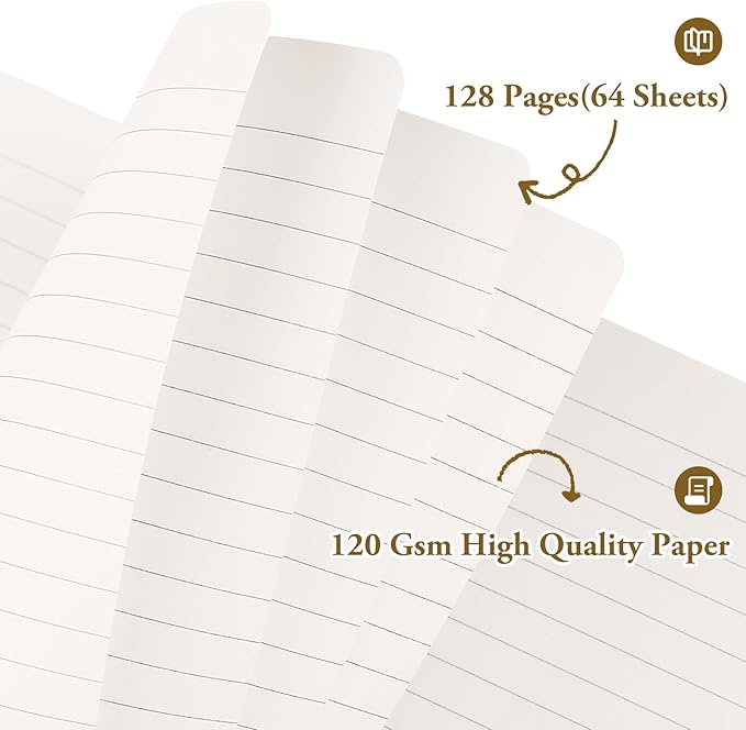 Huhuhero Notebook Journal, Lined Ruled Journal, Hardcover 120Gsm Premium Thick Paper with Faux Leather Notebook for Journaling Writing Note Taking Office School Supplies 5"×8.25" (1, Green)