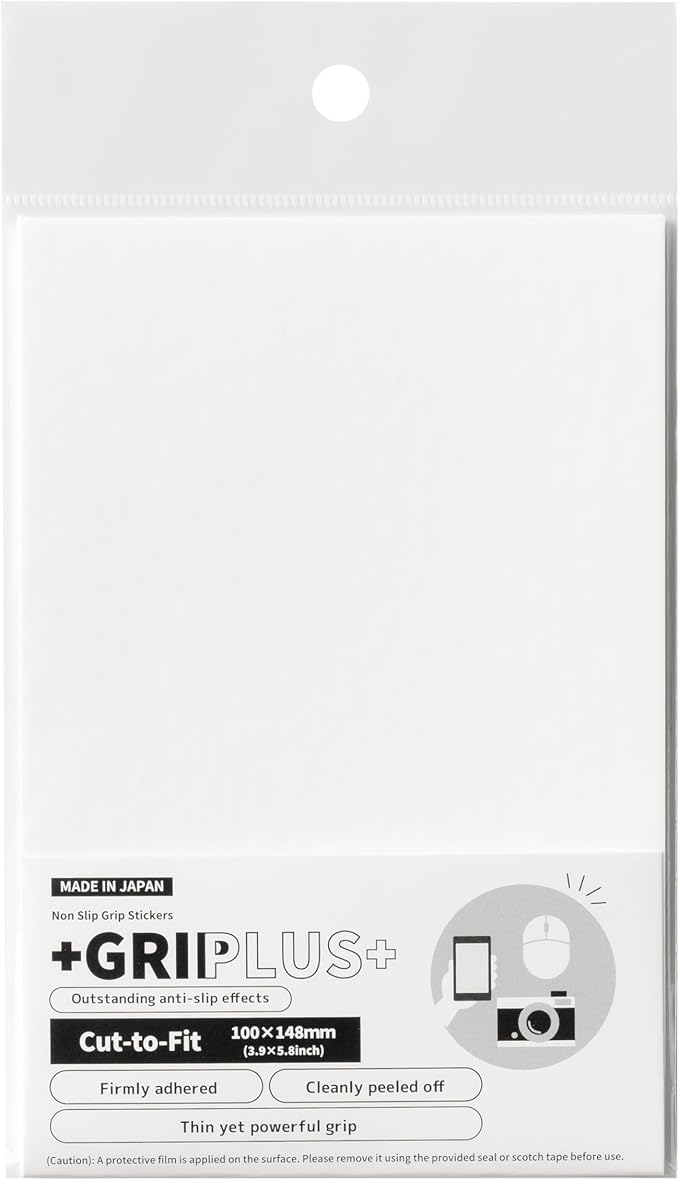 Non Slip Grip Stickers GRIPLUS Cut-to-Fit (White, 100×148mm) - Reusable Adhesive Pad for Desk, Phone, Mouse, Office, Multi-Purpose