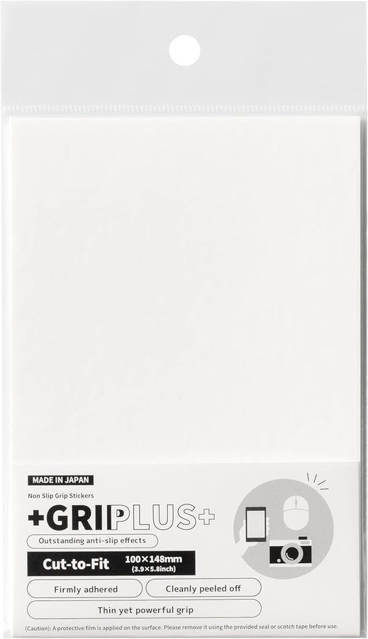 Non Slip Grip Stickers GRIPLUS Cut-to-Fit (White, 100×148mm) - Reusable Adhesive Pad for Desk, Phone, Mouse, Office, Multi-Purpose