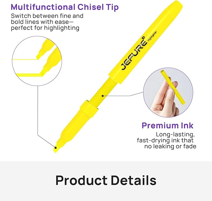 36 Pcs Highlighters, Chisel Tip, yellow Bible Highlighters Bulk - Quick Dry, Ideal for Studying, Note-Taking, School Supplies for Teachers
