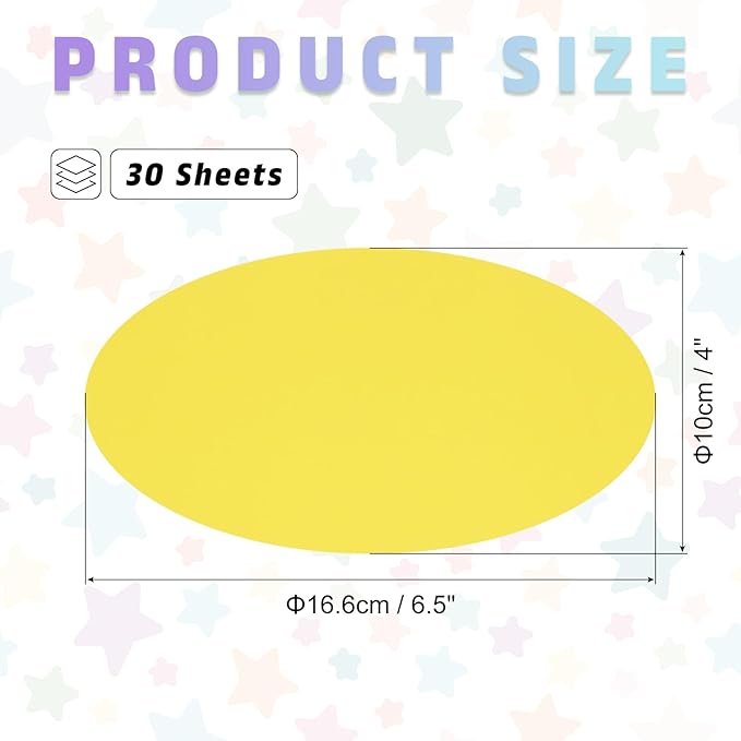 MECCANIXITY 30pcs Oval Card Stock 6-1/2 Inch 50lb/180gsm Thick Cutouts Coaster Paper for Craft Bulletin Board Decor, Deep Yellow