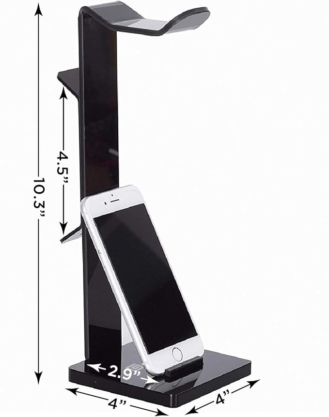 GeekDigg Headphone Stand Gaming Headset Holder For Desk Cable Organizer & Cellphone Stand for All Headphones Size headphone Holder Set Gaming PC Accessories Gaming Station – Black