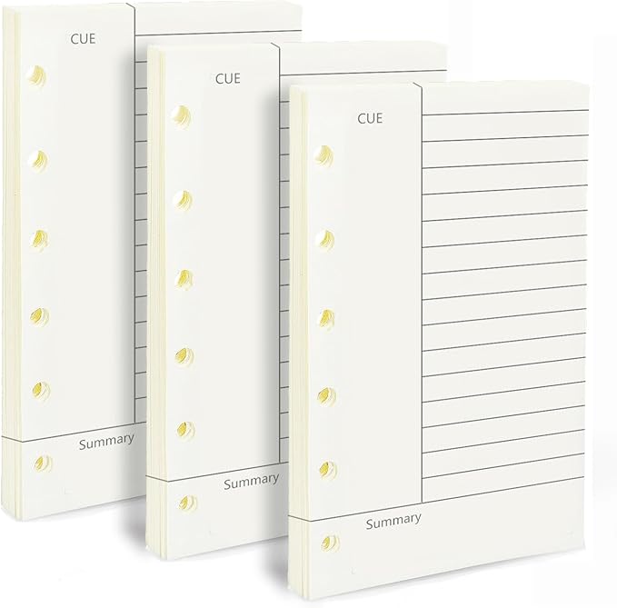 A7 Planner Refill, 3 Pack 135 Sheets/270 Pages Planner Inserts Thick Refillable Paper, 6 Ring Filler Inserts Loose Leaf Paper Cornell Refill for 6 Hole Binder Journal Notebook(4.72'' x 3.34'')