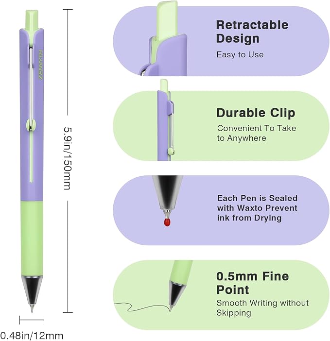 Ddaowanx Gel Pens,5Pcs Fine Point Smooth Writing Pens,0.5mm Black Ink for Journaling,Writing,Note Taking,Office School Supplies,Aesthetic Desk Accessories for Women