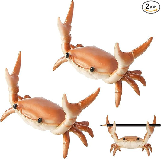 2 Pack Desk Crab Pen Holder, Creative Weightlifting Crab Pencil Stand Holder, Desk Organizers and Accessories, Cute Office Decor for Small Items at Home, School, Studio (Orange)