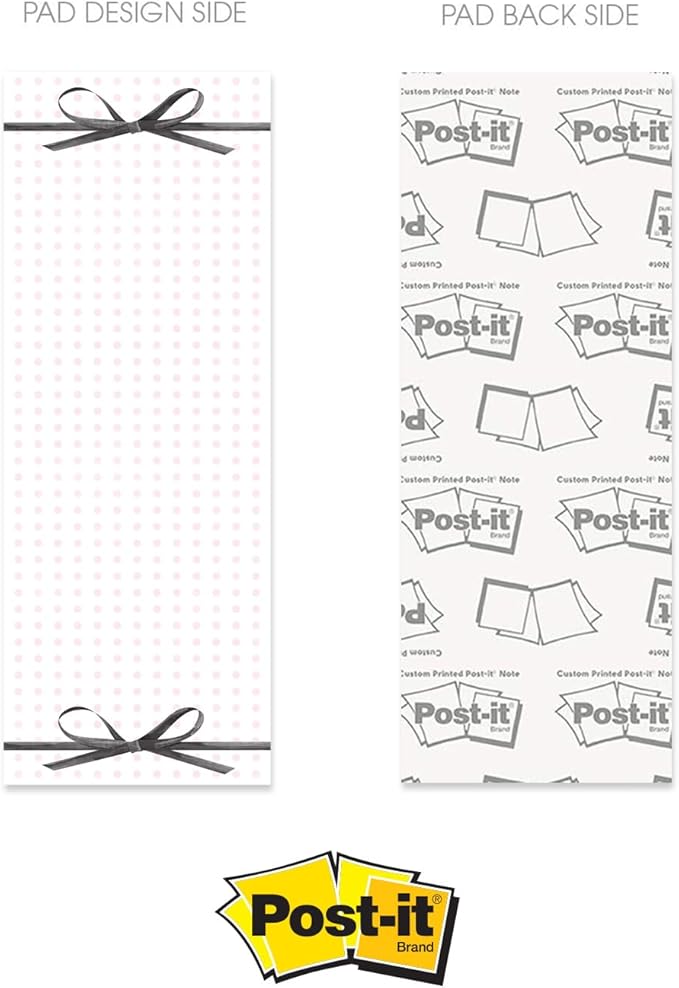 Coquette Bow Tall Sticky Note Assortment/Set of 3 Cute Pink Striped Pads / 3" x 8" Daily Task Trackers / 50 Sheets Per Pad/Made in USA