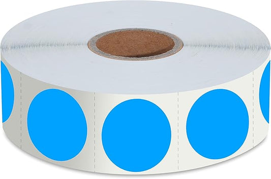 1500 PCS Blue Round Color Coding Circle Dots Inventory Stickers Labels with Perforation Line in Roll (Each Measures 1" in Diameter)