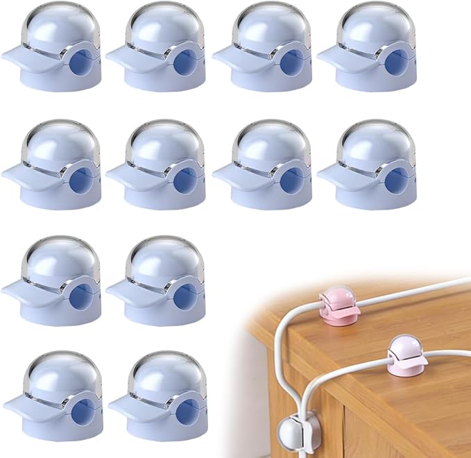 Magnetic Cable Clips, Adjustable Cord Holder for Under Desk Cable Management, Adhesive Wire Organizer for Home Office Desk Wall Car, Cord Keeper for Phone Charger & Cables (Blue 12PCS)