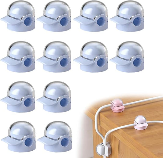 Magnetic Cable Clips, Adjustable Cord Holder for Under Desk Cable Management, Adhesive Wire Organizer for Home Office Desk Wall Car, Cord Keeper for Phone Charger & Cables (Blue 12PCS)