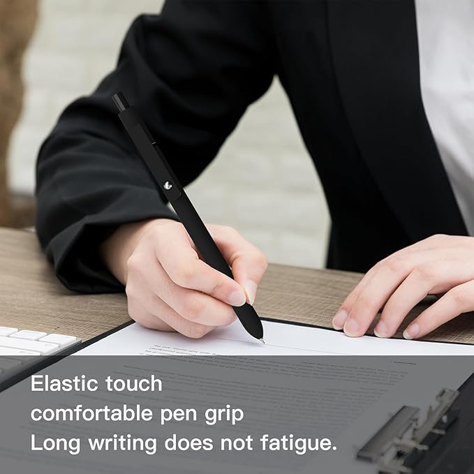 Retractable Gel Pens,0.5mm Fine Point Pen Smooth Writing japanese gel pen, quick drying black ink,High-End Series Ballpoint,Gifts for Women and Men(10 Pcs Black Ink-Black Gray shaft pens)