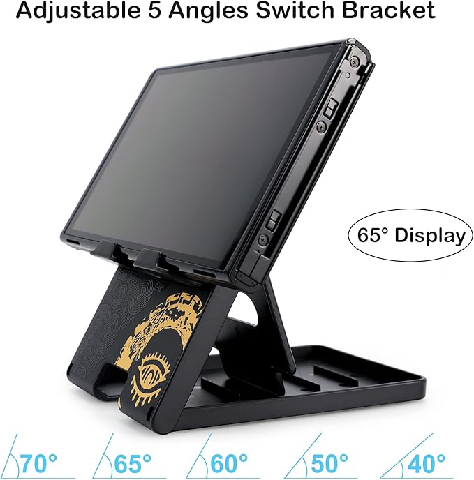 Tscope Cute Switch Stand for Nintendo, for Zleda Tears of The Kingdom Switch 2 / Lite Holder Bracket, Adjustable Foldable Portable Compact Playstand for OLED