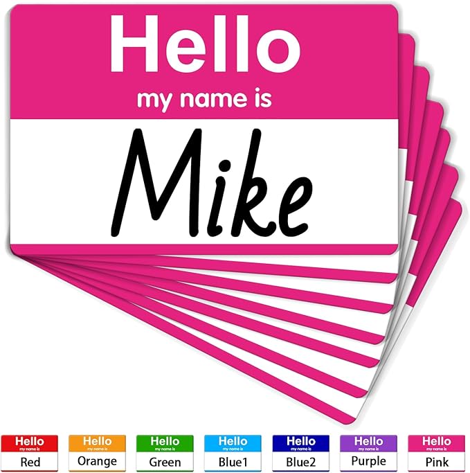 Pink Name Tags Sticker,200Pcs 3.5" x 2.25" Hello My Name is Stickers,Name Badge Name Tags Label for Office,Meeting,School,Teachers and Mailing