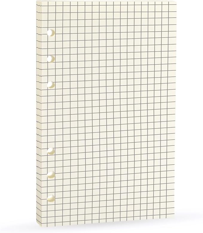 6 Ring Binder Refill,2023 A6 Grid Square Refill for Filofax/Personal Journal,Personal Size, 45sheets/90pages, 100Gsm Quality, Harphia (A6 3.74 x 6.77'',Gridsquare)
