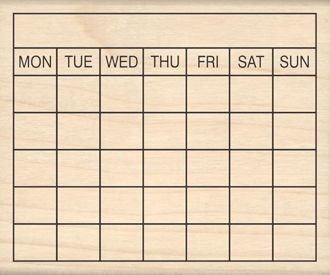 Stamps by Impression Monday Start Calendar Rubber Stamp 2.25" x 2.75"