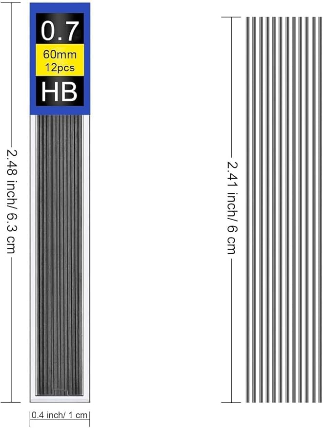 0.7mm HB Mechanical Pencil Lead Refills – 120 Pieces (10 Tubes x 12 Leads), Break-Resistant Polymer Graphite Refills for Mechanical Pencils, Smooth Writing School & Office Supplies