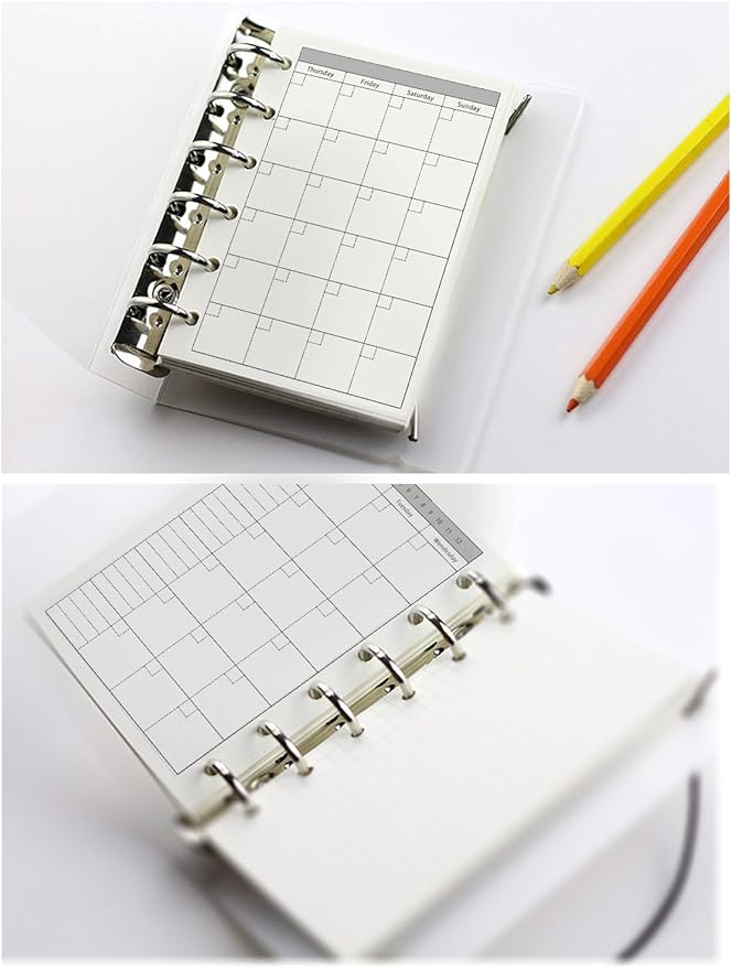 A7 Planner Refills, 3 Pack 135 Sheets/270 Pages Monthly Plan Paper for Binder Journal Notebook (4.72'' x 3.34'')