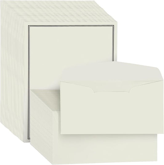 72 Pieces Stationery Set with Envelopes (48 Paper Sheets + 24 Envelopes) for Letter Writing, Black Border Design Stationery Paper Sheets and Envelope