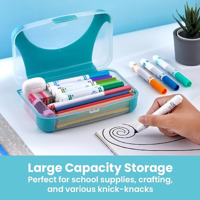 LockerMate by Bostitch Hard Pencil Case, Durable Plastic Pencil Box, Kid-Friendly Design