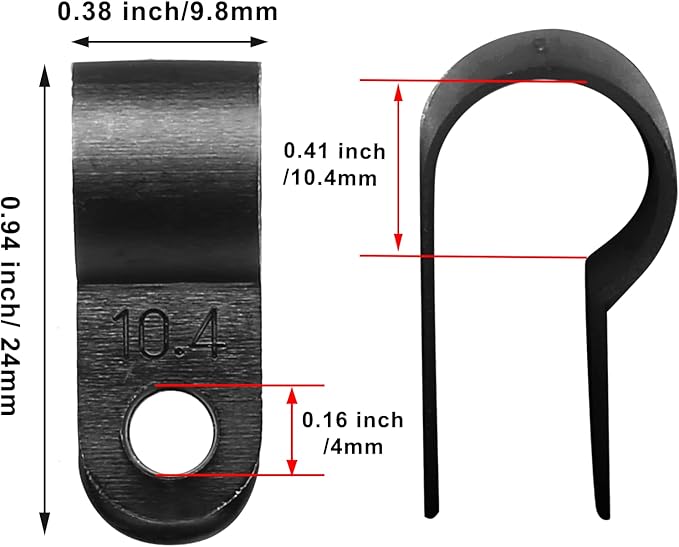 60pcs 3/8 Inch Nylon Cable Clamps, R-Type Wire Cable Clips with M4 Screws, Screw Mounting Cord Fastener Wire Conduit Clamp for Wire Management (Black)